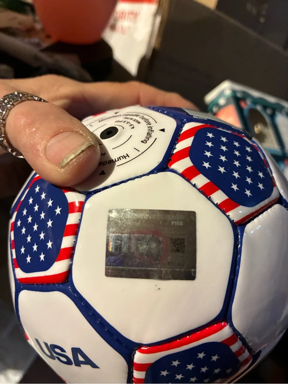 USA FIFA World Cup Mini Soccer Ball - White with Red & Blue Stars